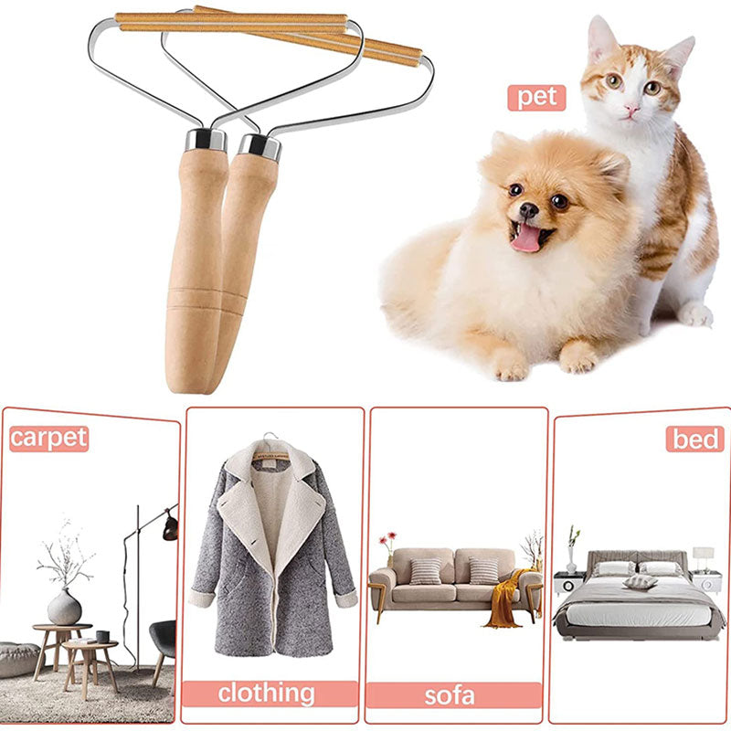 Hair Remover Dog Fur Remover Manual Sweater Dry Cleaner Clothes Stick Dog Cat Hair Remover With Wooden Handle Pet Supplies